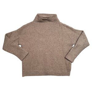 Madewell Belmont Ribbed Light Tan Brown Mock Neck Boxy Sweater Women's Small